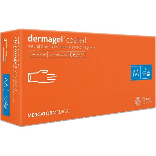 Dermagel latex púdermentes vizsgálókesztyű 100db M méret, belső latexmentes réteggel