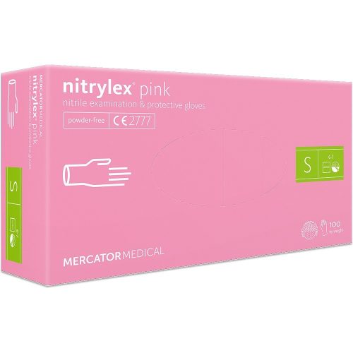 Nitrylex púdermentes nitril kesztyű S 100db/doboz PINK