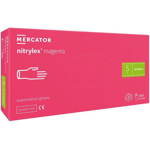 Nitrylex PF Púdermentes nitril kesztyű Magenta 100db S