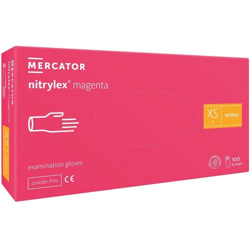 Nitrylex PF Púdermentes nitril kesztyű Magenta 100db XS