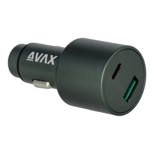 AVAX CC665B CARLY+ USB A + Type C 83W autós töltő, fekete