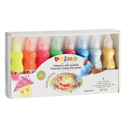 Tempera PRIMO 50 ml 4 neon + 4 metál 8 darabos